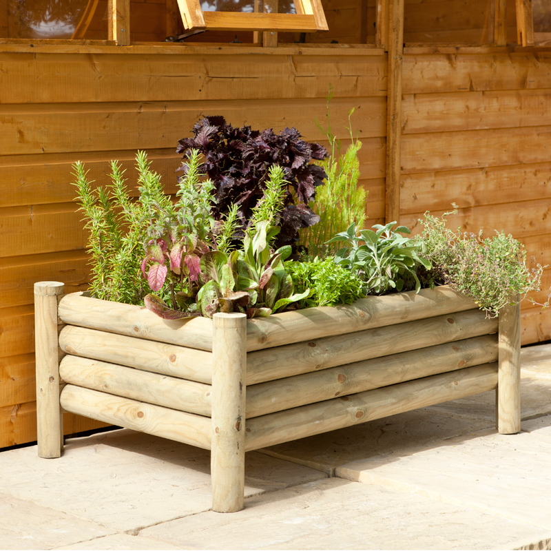 Forest Garden Raised Log Wooden Rectangular Planter 100Cmx67Cm Price Comparisons | Compare The Build