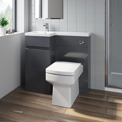 Artis Flat Pack Basin Vanity Unit & Royan Toilet Combination - 900mm Grey Gloss Left Hand Price Comparisons | Compare The Build