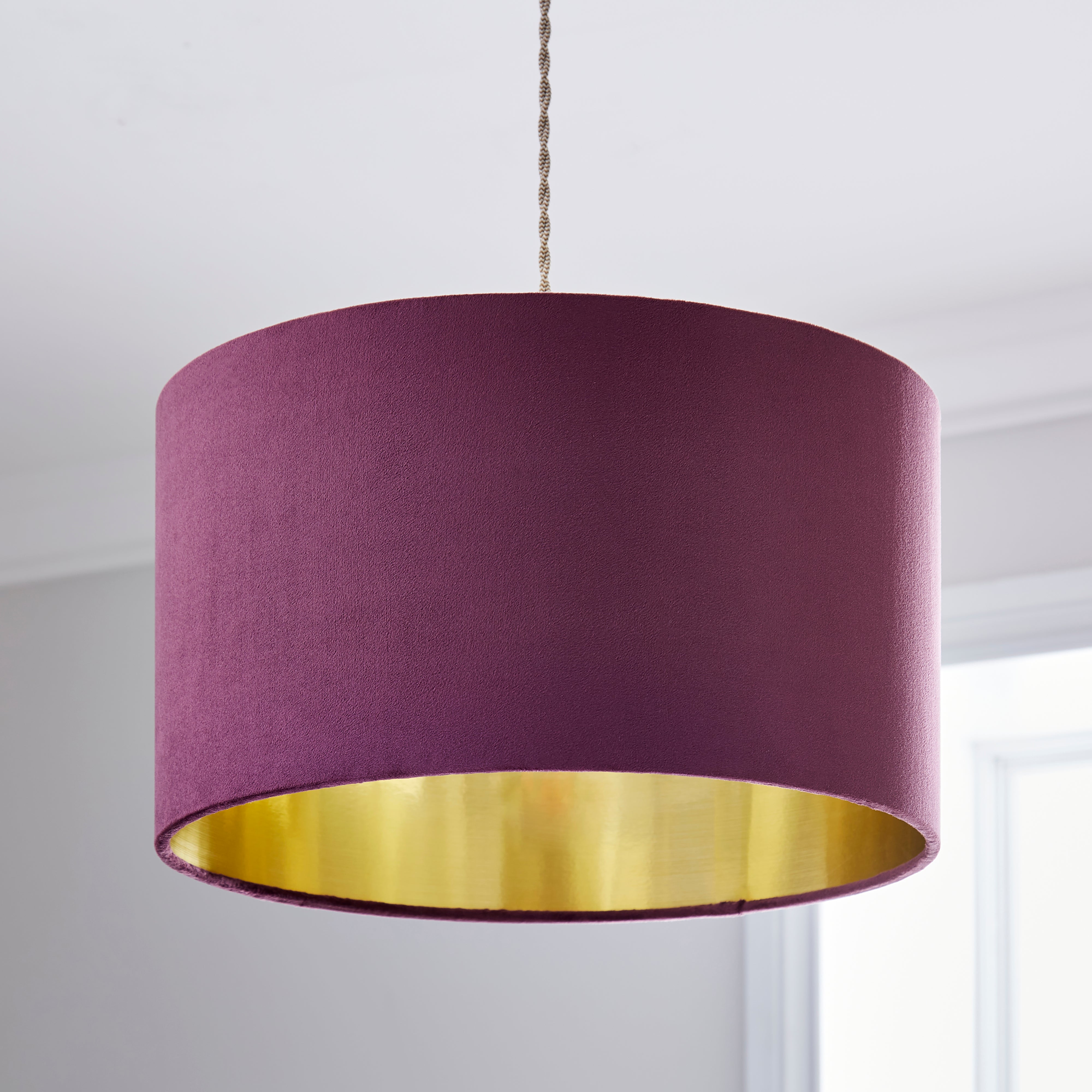 Clara Velvet Drum Lamp Shade Aubergine (Purple) Price Comparisons | Compare The Build