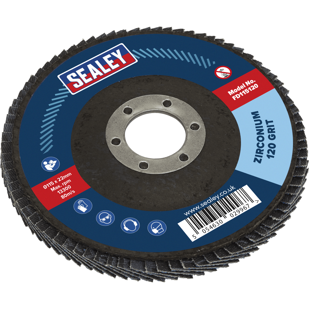 Sealey Zirconium Abrasive Flap Disc 115mm 120g Pack of 1 Price Comparisons | Compare The Build