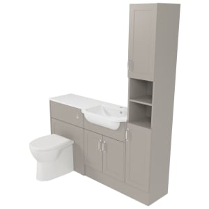 Deccado Padworth Soft Suede Right Hand 1500mm Fitted Tower, Vanity & Toilet Pan Unit Combination with Right Hand Basin | Compare The Build