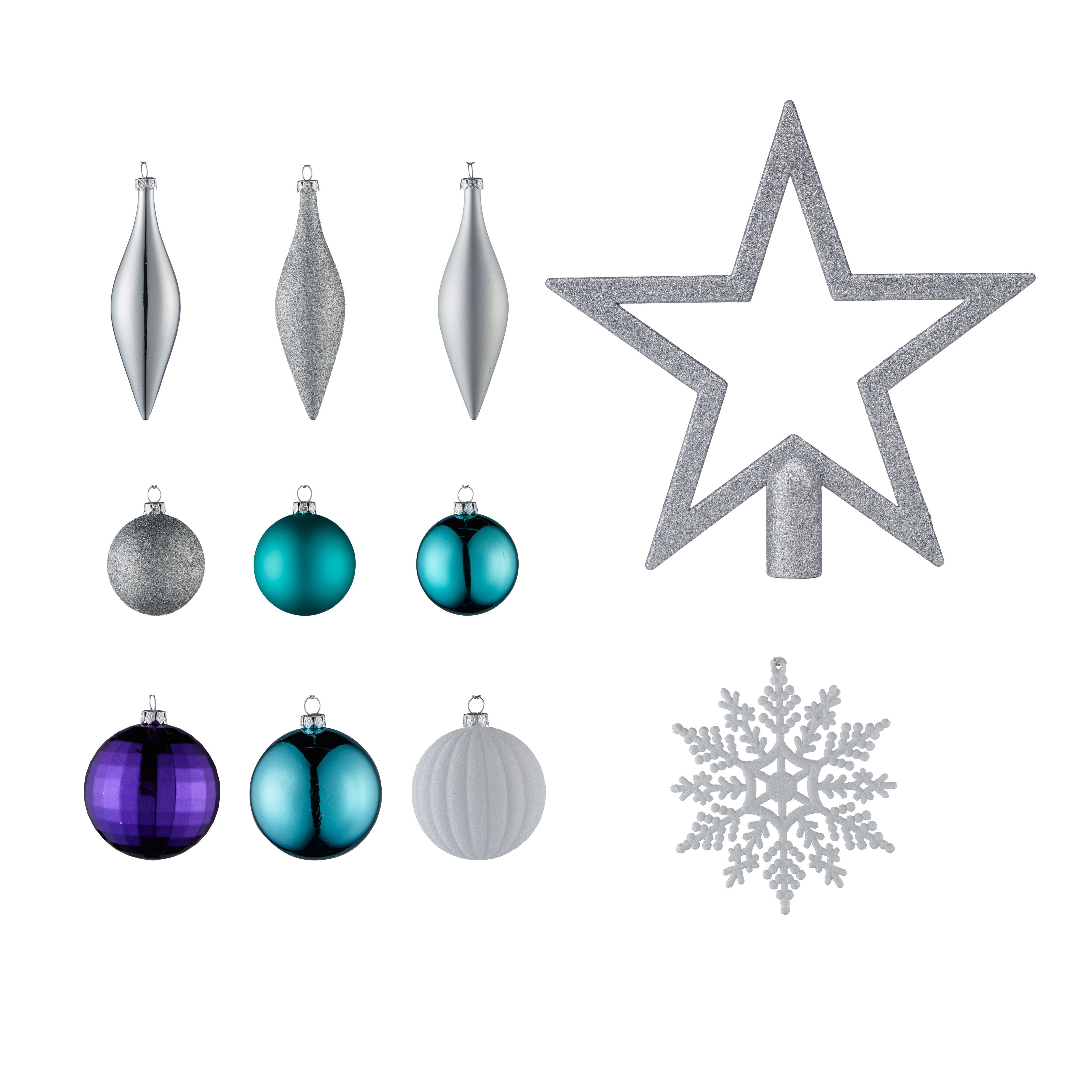 Silver, Teal & Purple Tree Decoration, Pack Of 50 Price Comparisons | Compare The Build