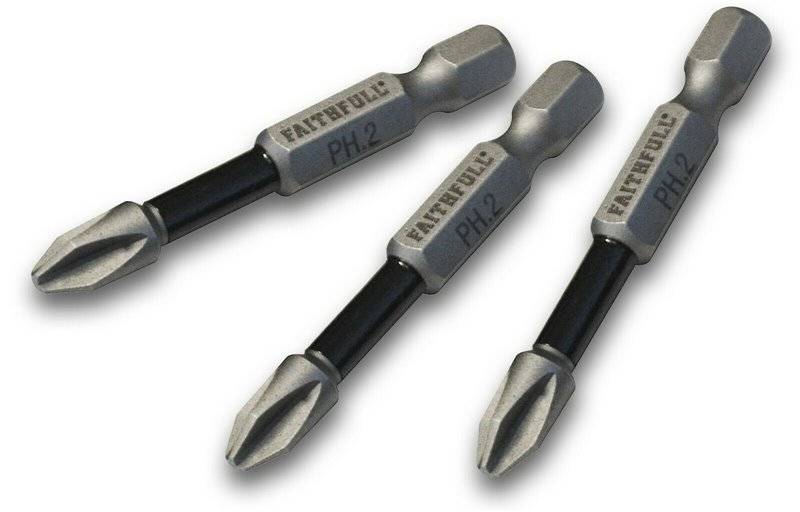 Phillips Impact Screwdriver Bits PH2 x 50mm - Pack of 3 | Compare The Build