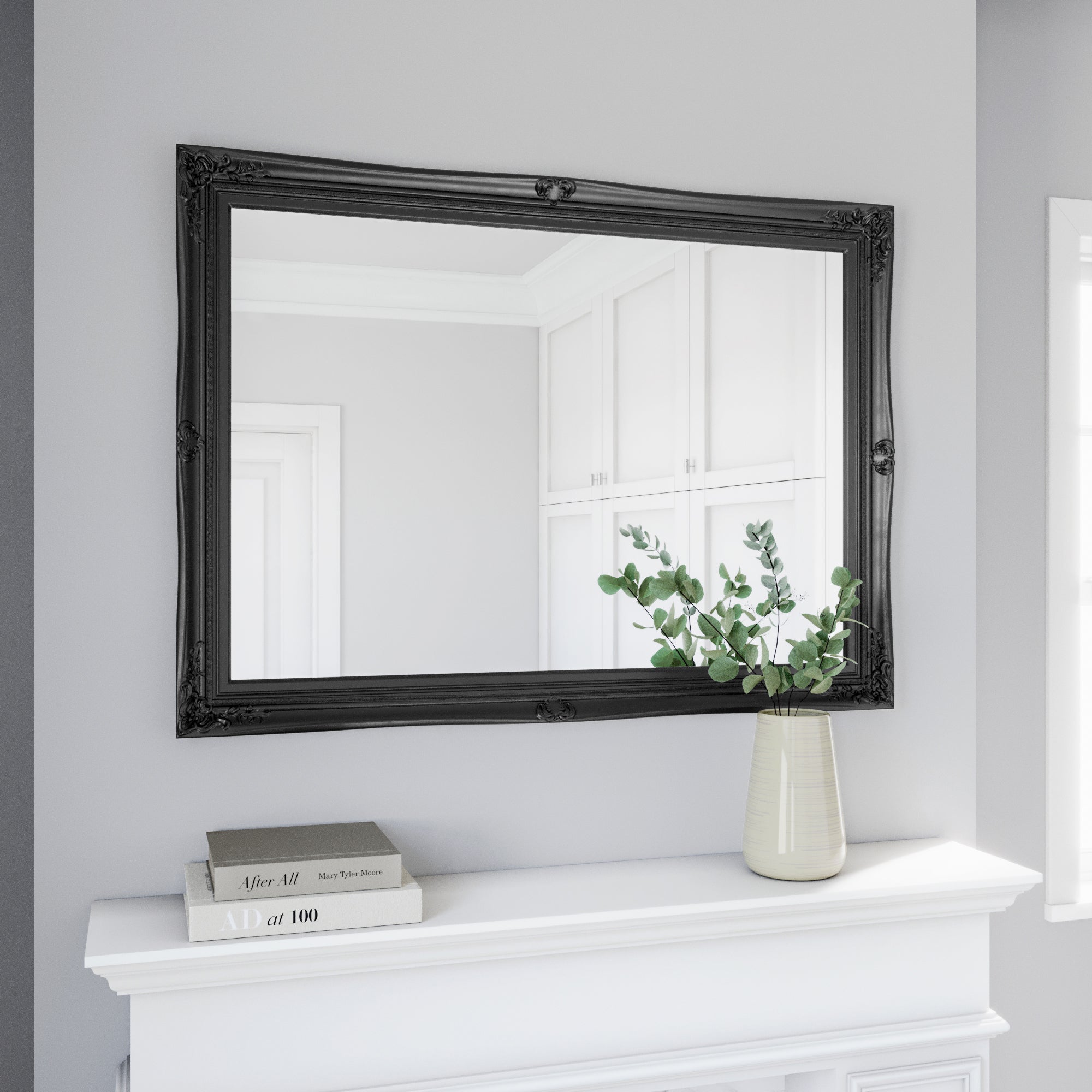 Swept Wall Mirror, Black 104x74cm Black Price Comparisons | Compare The Build