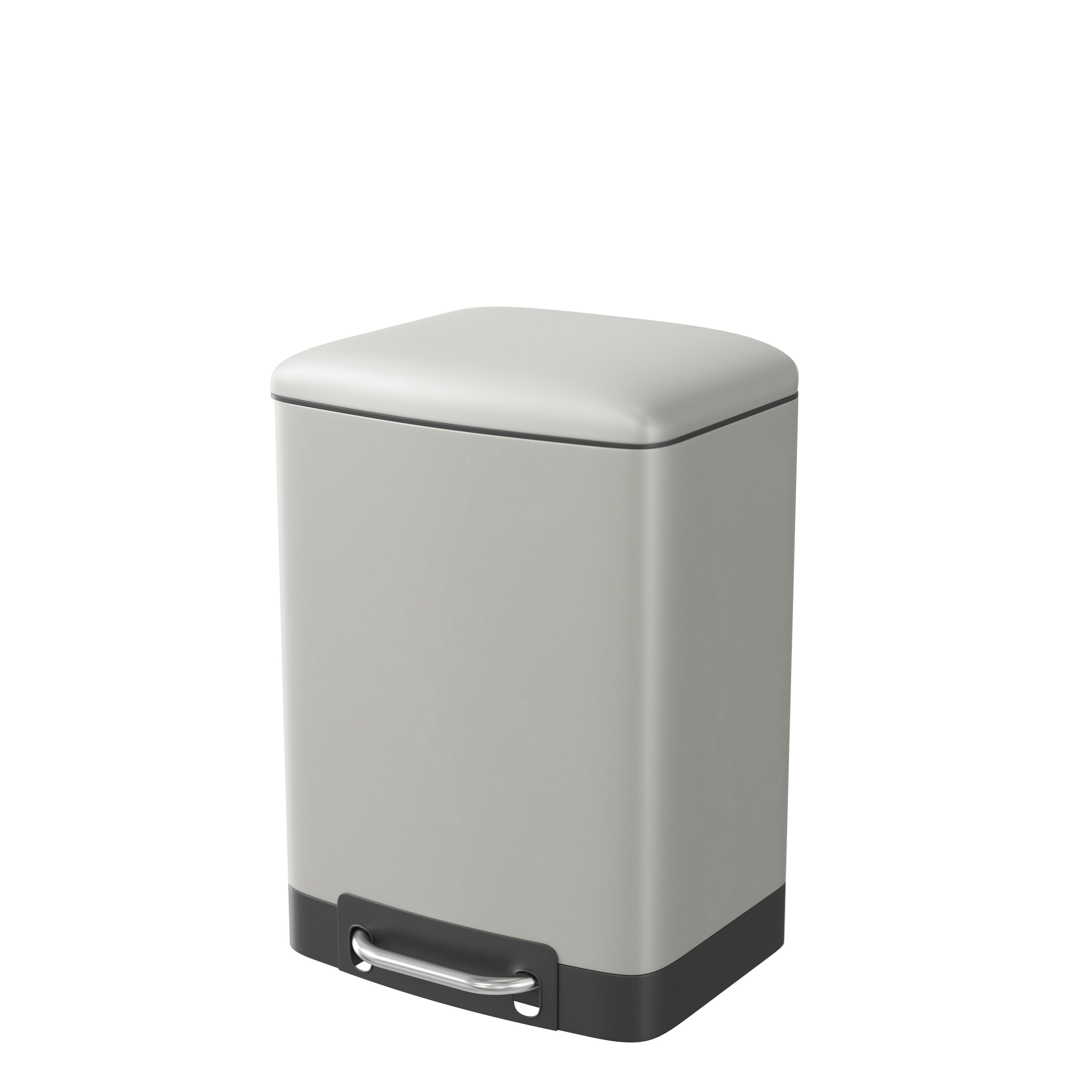 GoodHome Elland Vapor Grey Steel Rectangular Bathroom Pedal Bin, 5L | Compare The Build