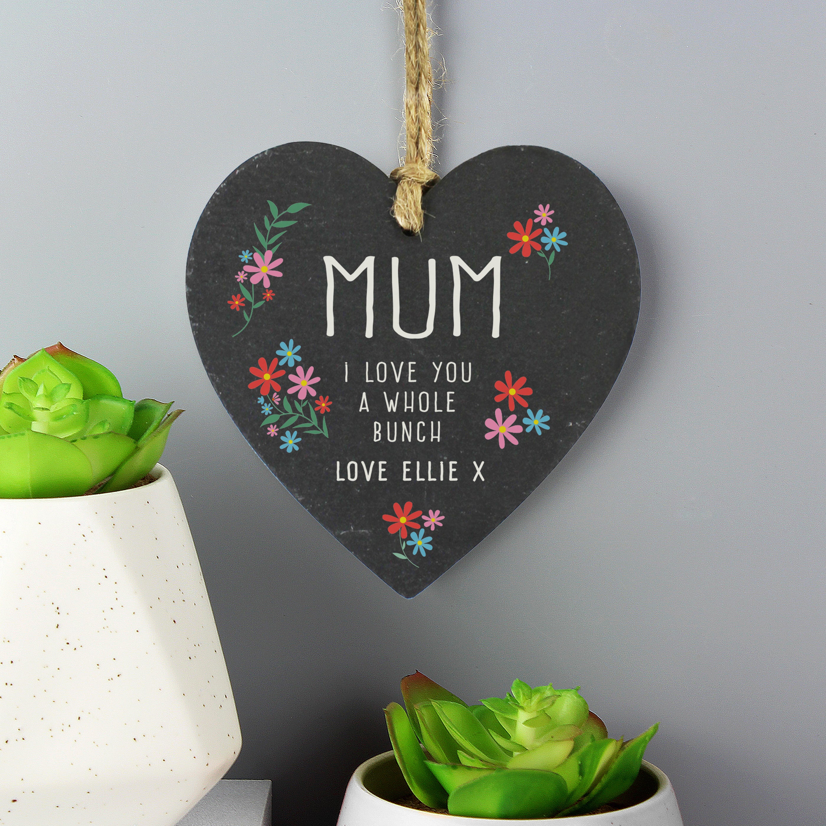 Personalised I Love You A Whole Bunch Hanging Slate Heart Grey Price Comparisons | Compare The Build