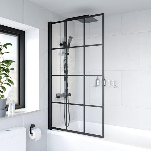 Luxura Square Grid Bath Screen 780mm - Black 6mm Price Comparisons | Compare The Build