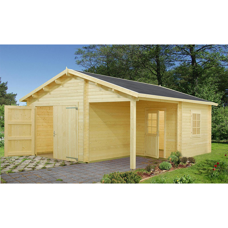 Palmako Roger 5.1m x 5.5m Log Cabin Garage (44mm) - Double Doors | Compare The Build