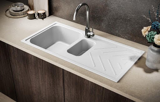 Reginox Calvi 15 White Granite 1.5 Bowl Kitchen Sink with Drainer | Compare The Build