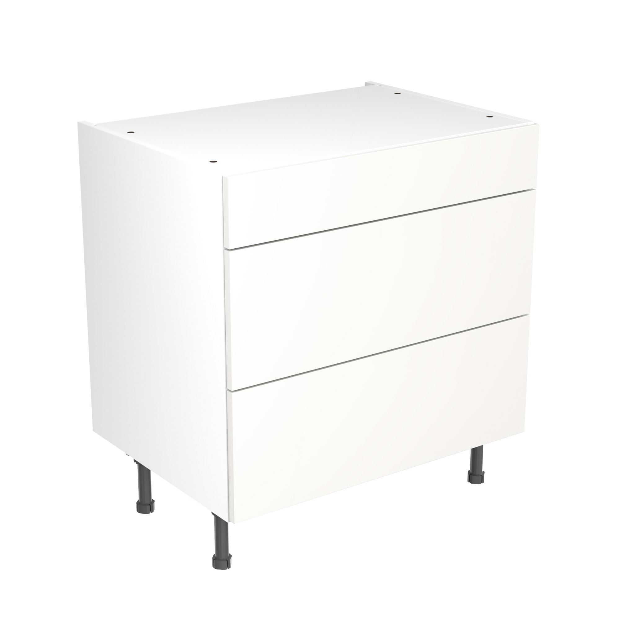 Flatpack Three Drawer Base Unit Ultra Matt White Slab 800mm - FKKF0507 Price Comparisons | Compare The Build