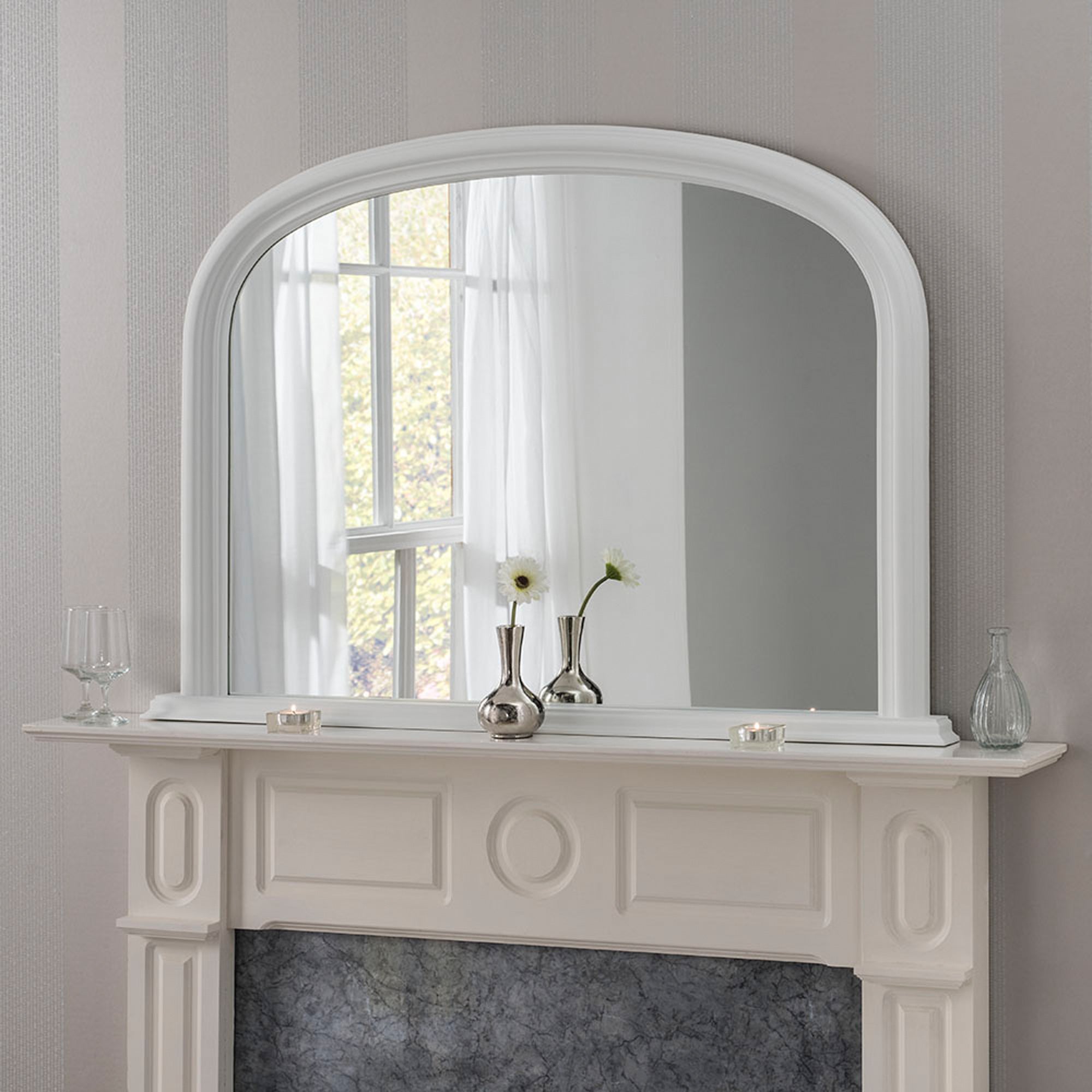 Yearn Contemporary Overmantle Mirror 112x77cm White White | Compare The Build