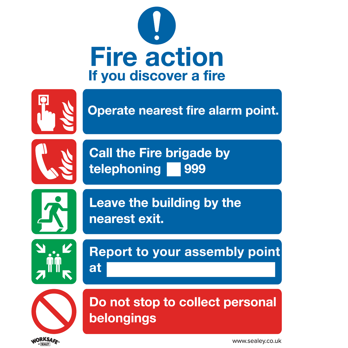 Sealey Rigid Plastic Fire Action Without Lift Sign Pack of 10 200mm 250mm Standard Price Comparisons | Compare The Build