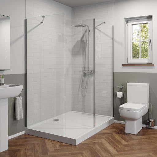 Luxura Walk In Shower Enclosure 1400 x 900mm - 900 & 800mm Screens, Return & Tray Left Entry - 6mm Price Comparisons | Compare The Build