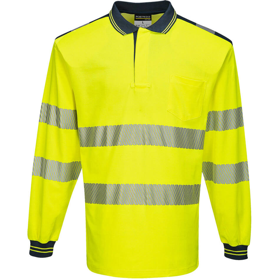 Portwest T184 Hi Vis Polo Shirt Yellow / Navy M Price Comparisons | Compare The Build