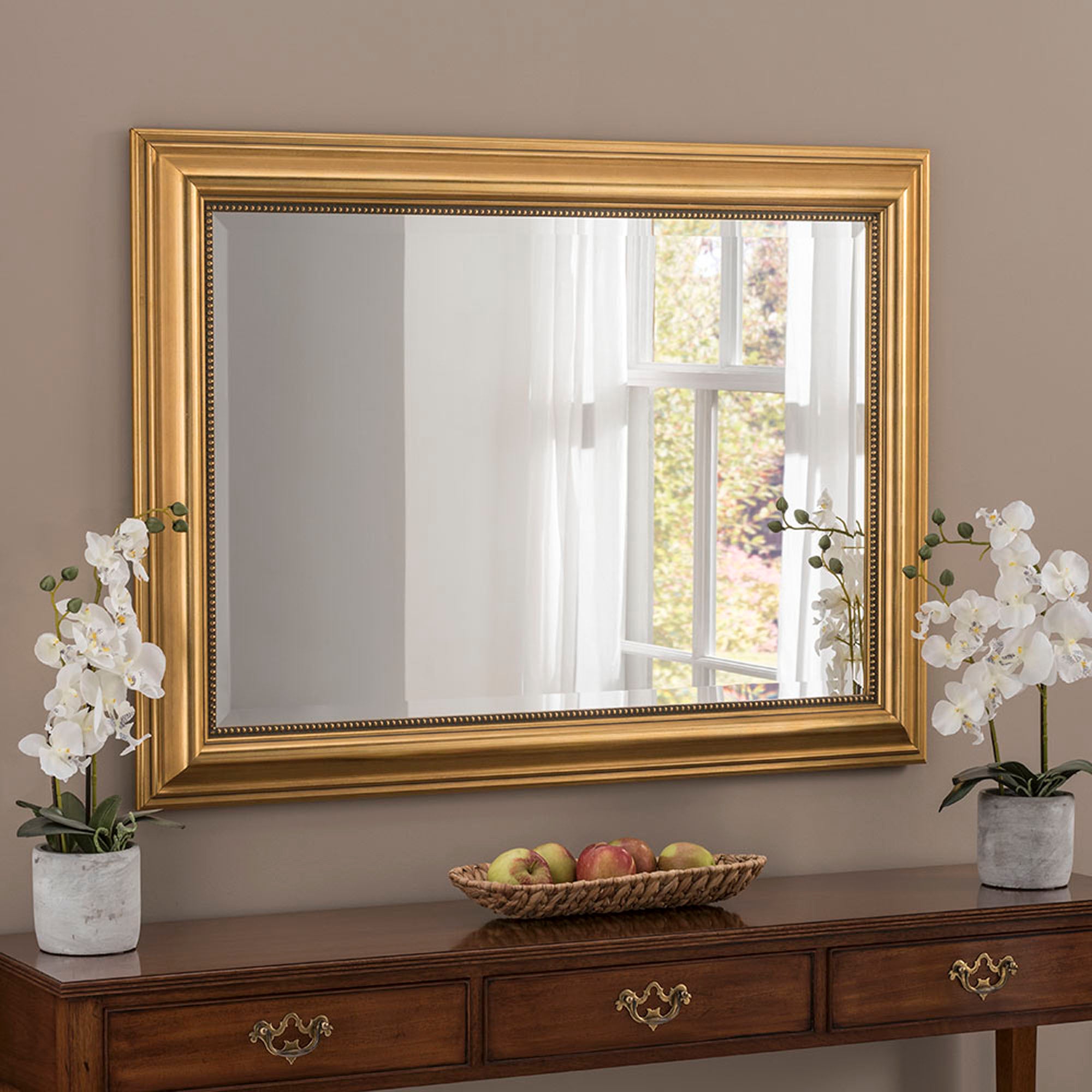 Yearn Beaded Mirror, Gold Effect 94x68cm Gold Effect Price Comparisons | Compare The Build