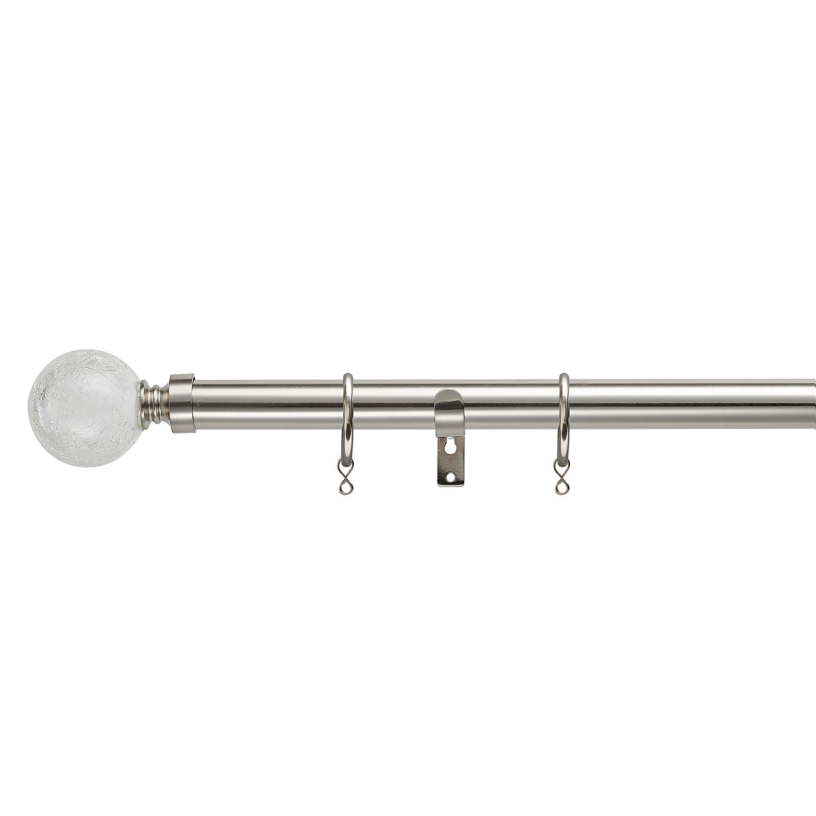 Satin Steel Extendable Curtain Pole with Crackle Ball Finial - 170-300cm (Dia 25/28mm) Price Comparisons | Compare The Build