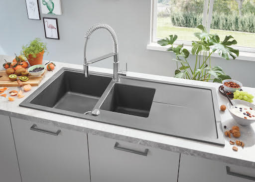 Grohe K400 Granite Grey 1.5 Composite Inset Kitchen Sink - Drainer & Waste | Compare The Build