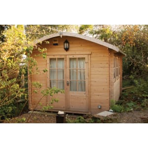 Shire Kilburn 10 x 14ft Curved Roof Double Door Log Cabin with Assembly Price Comparisons | Compare The Build