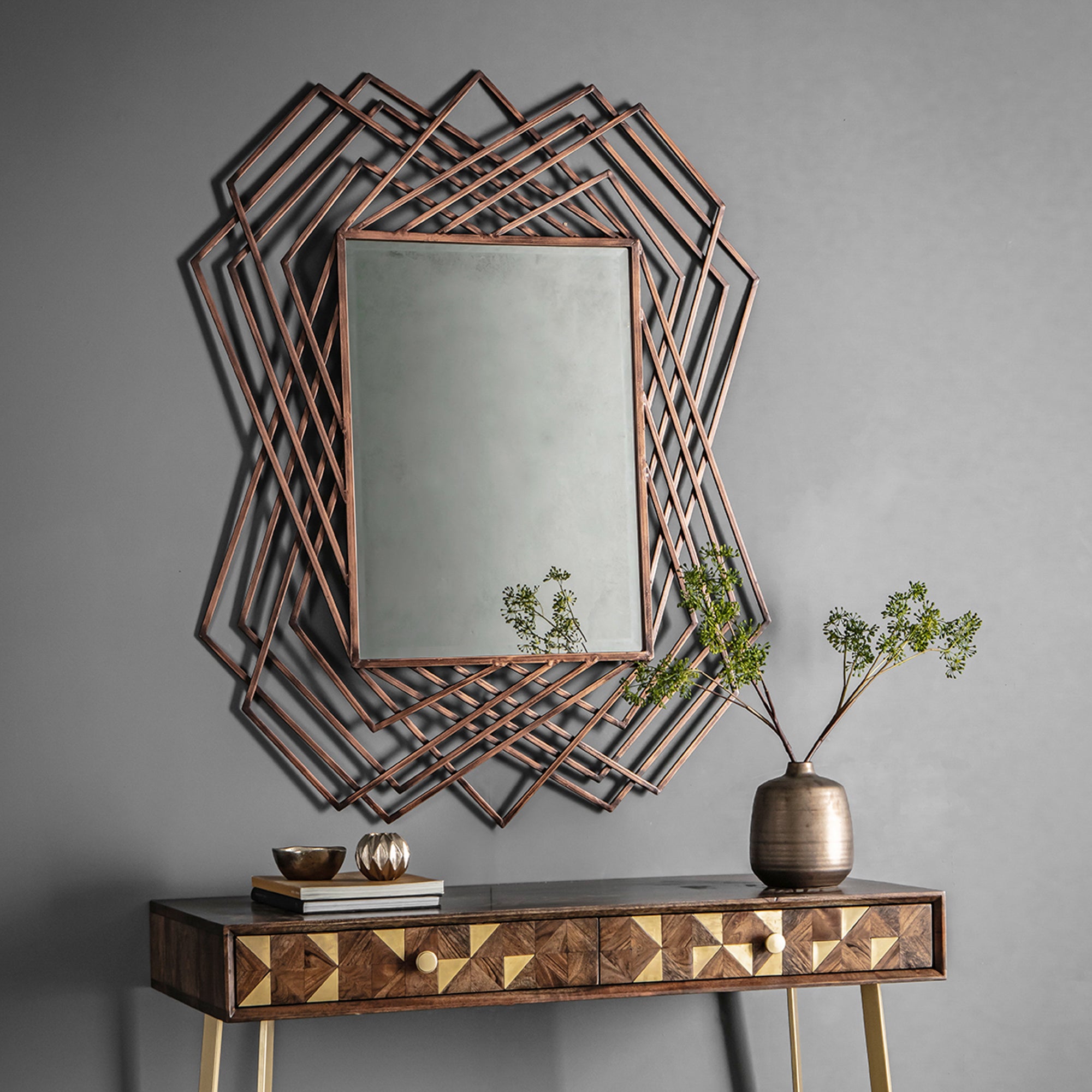 Alix Wall Mirror, 110x94cm Brown Price Comparisons | Compare The Build