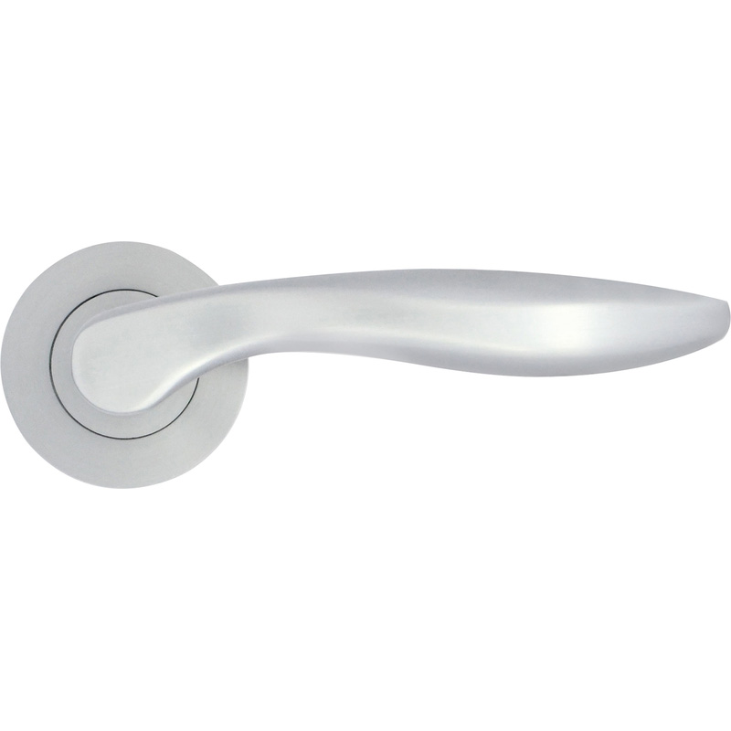 Stanza Cadiz Lever on Rose Door Handles Satin (Pair) in Chrome Aluminium Price Comparisons | Compare The Build