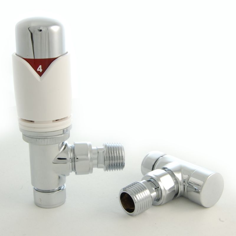 West Thermostatic Valves, Realm, White/Chrome Angled - 10mm Price Comparisons | Compare The Build