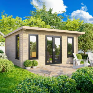 Power Sheds 16 x 10ft Central Doors Pent Notched Logs Log Cabin Price Comparisons | Compare The Build