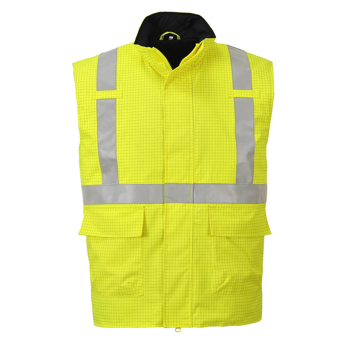 Biz Flame Hi Vis Flame Resistant Rain Bodywarmer Yellow S | Compare The Build