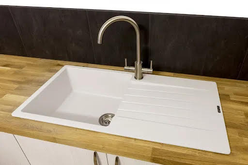 Reginox Harlem10 Pure White Granite Single Bowl Kitchen Sink with Genesis Brushed Nickel Mixer Tap | Compare The Build