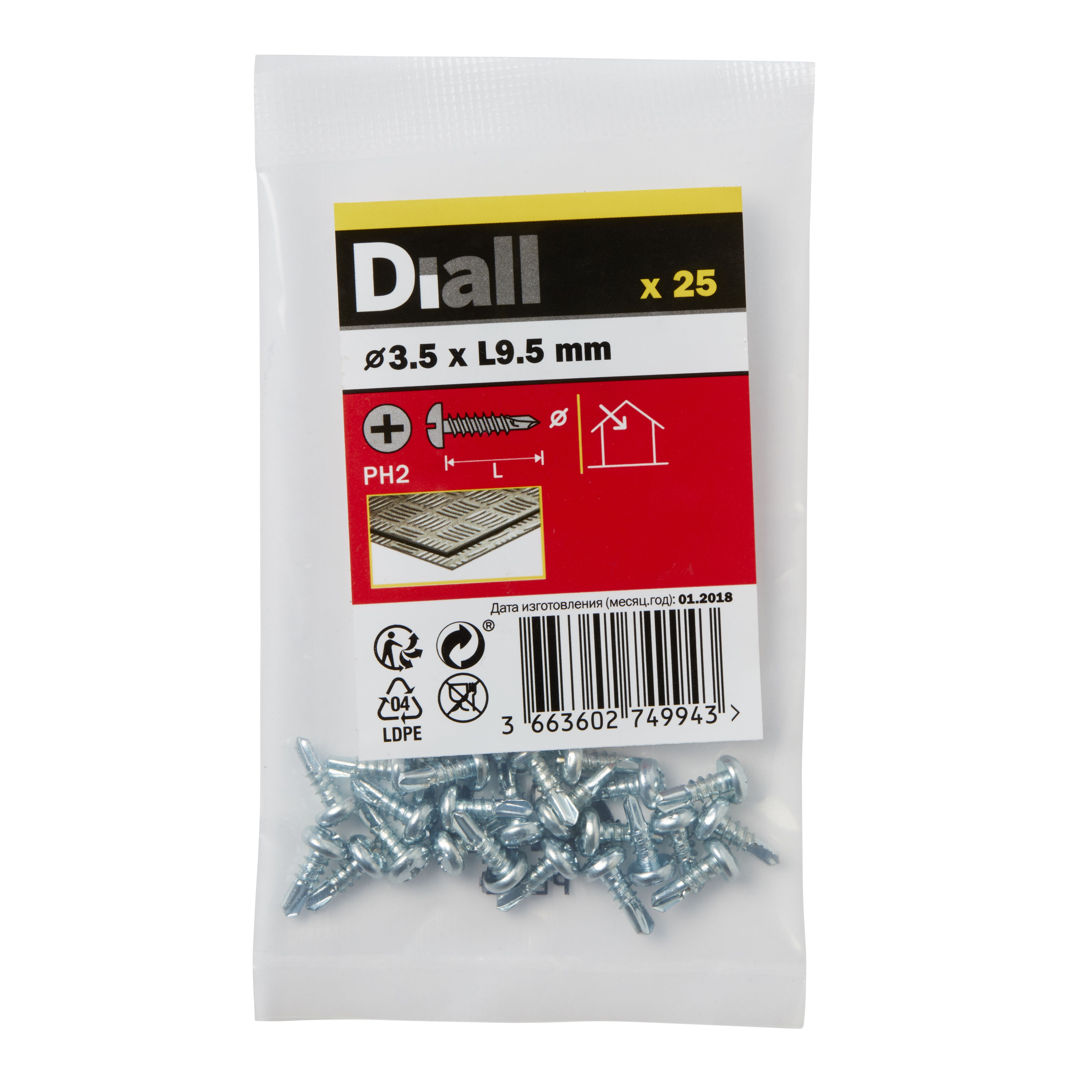 Diall Phillips Pan Head Zinc-Plated Carbon Steel (C1022) Self-Drilling Screw (Dia)3.5mm (L)9.5mm, Pack Of 25 Price Comparisons | Compare The Build