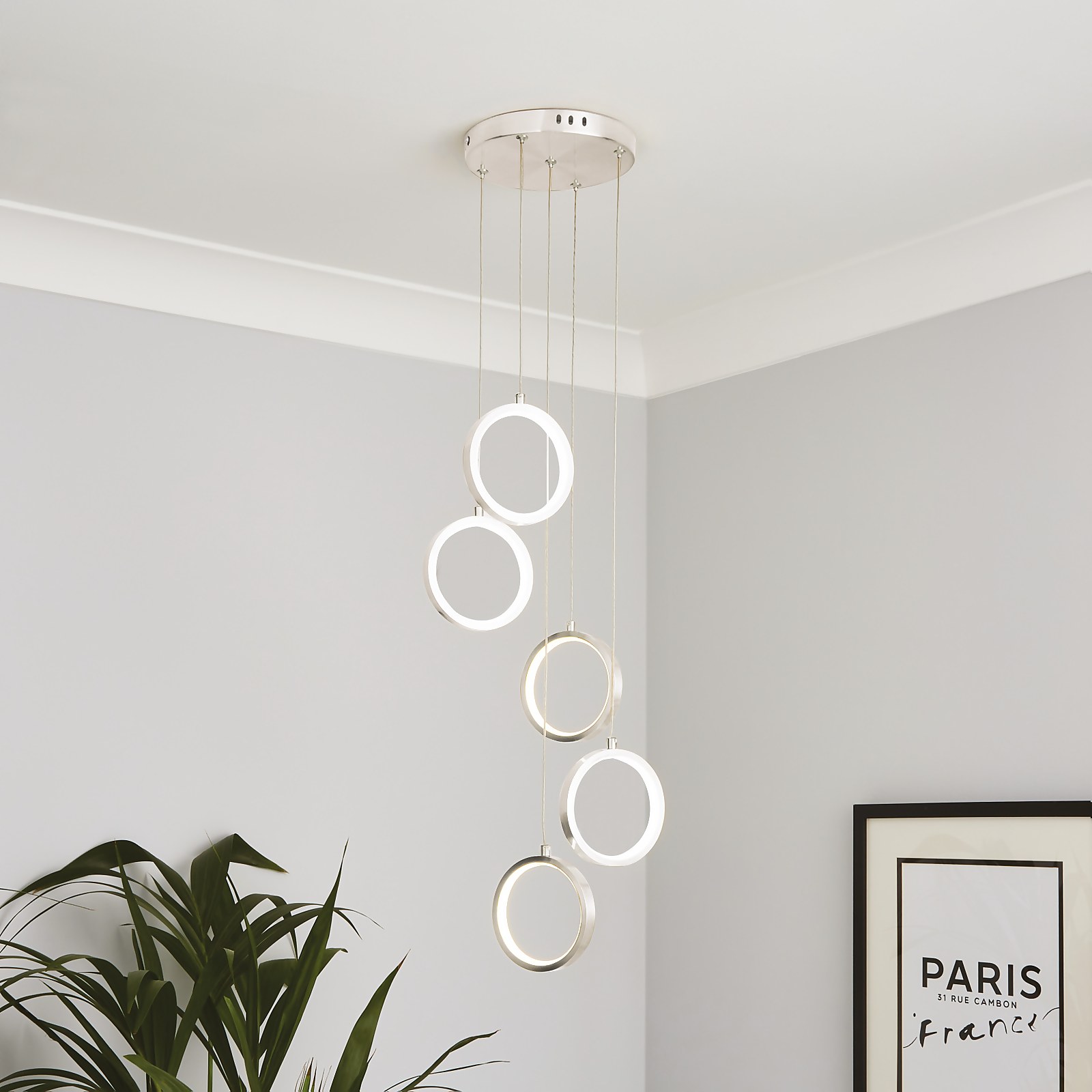 Lenox LED 5 Ring Cluster Pendant Light - Chrome Price Comparisons | Compare The Build