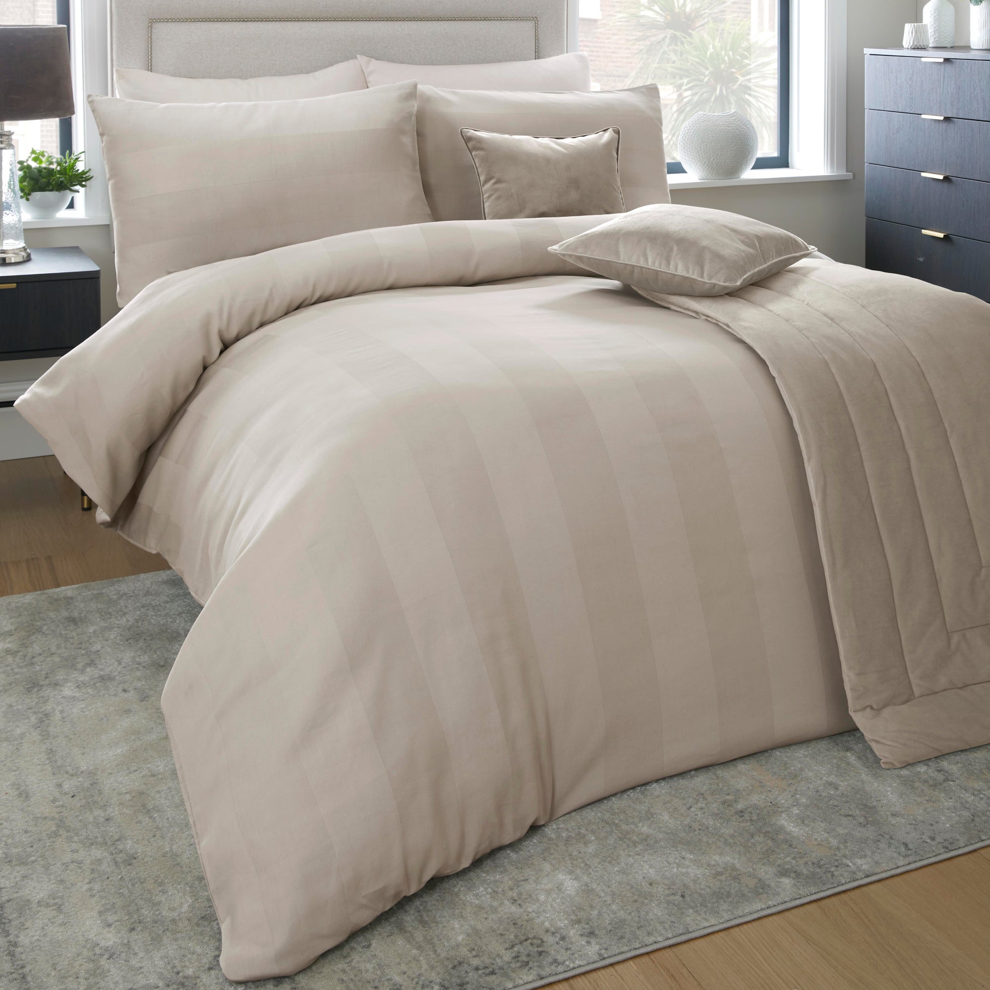 Capri Duvet Cover and Pillowcase Set Natural Natural Price Comparisons | Compare The Build
