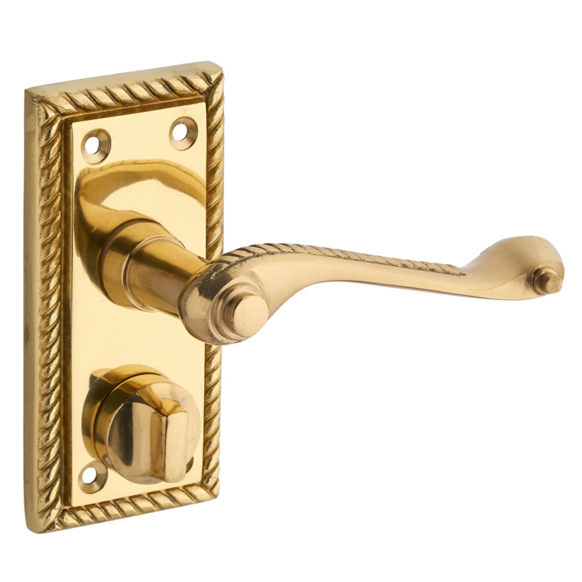 Georgian Scroll Lever Privacy Gold Door Handle - Polished Solid Brass (Pair) | Compare The Build