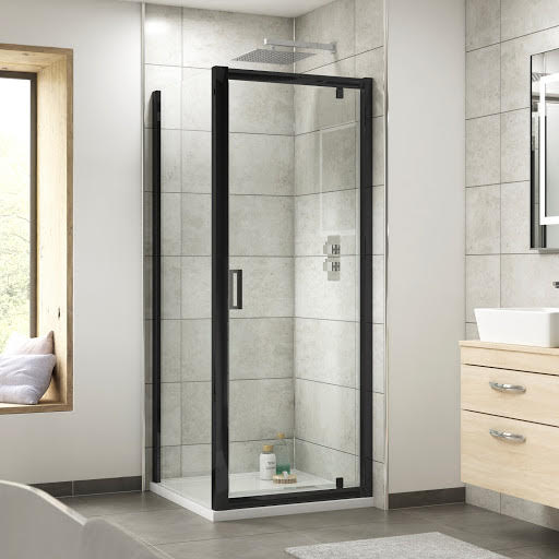 Luxura Framed Pivot Shower Enclosure 800 x 800mm - 6mm Black Price Comparisons | Compare The Build