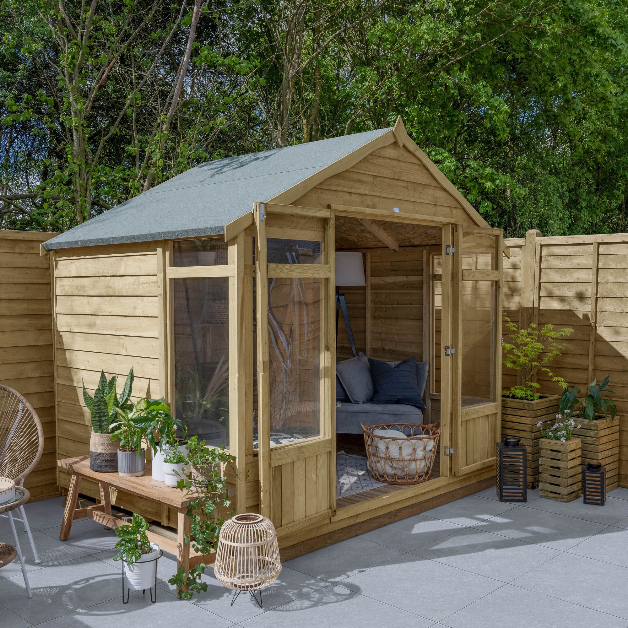 Forest Oakley 8X7 Apex Overlap Summer House With Double Door - Assembly Service Included Price Comparisons | Compare The Build