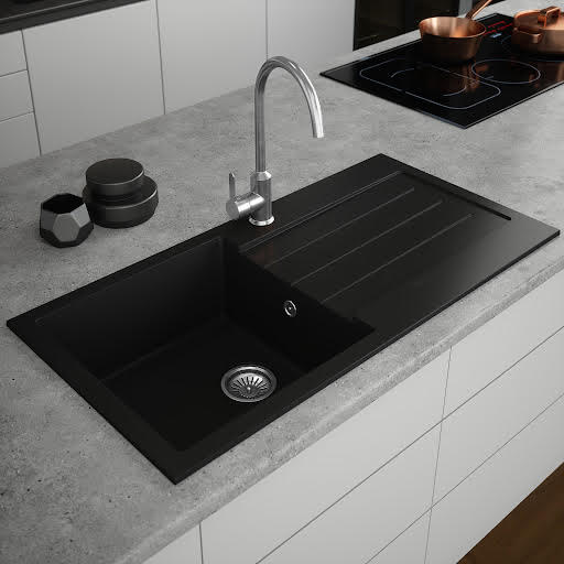 Sauber Black Composite Inset 1 Bowl Kitchen Sink & Drainer 1000 x 500mm Price Comparisons | Compare The Build