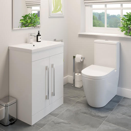 Bordeaux Toilet & Basin Suite with Doors & Soft Close Seat - Gloss White 600mm Price Comparisons | Compare The Build