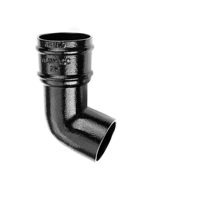 Aluminium Guttering Round Downpipe 112.5dg Bend 100mm - Black Alumasc RW3/129PPC/9017M Price Comparisons | Compare The Build
