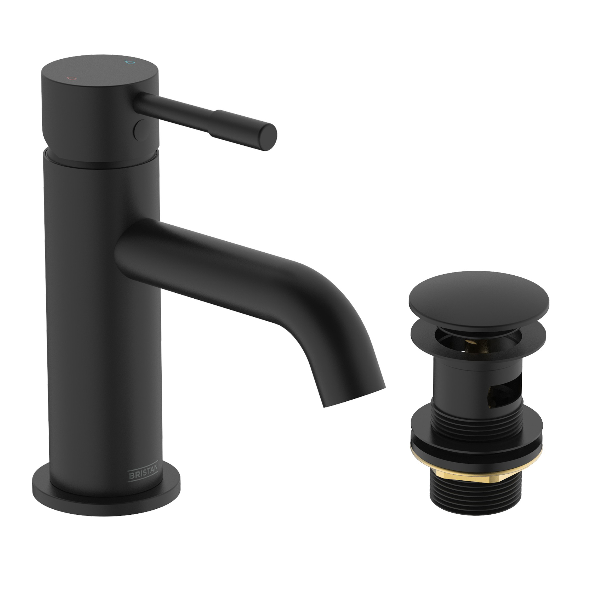 Bristan Mila Basin Mixer Tap with Clicker Waste - Black Price Comparisons | Compare The Build