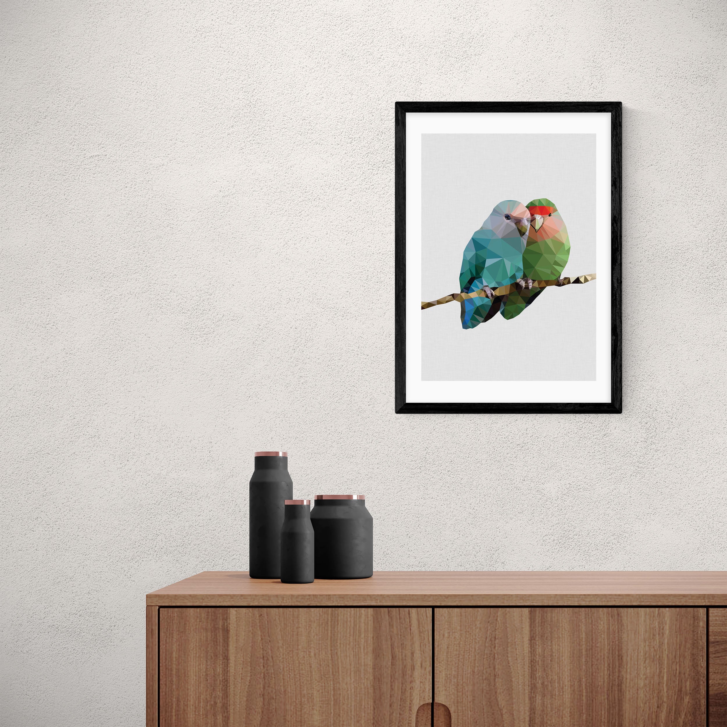 East End Prints Two Love Birds Print Blue/Green/Red | Compare The Build