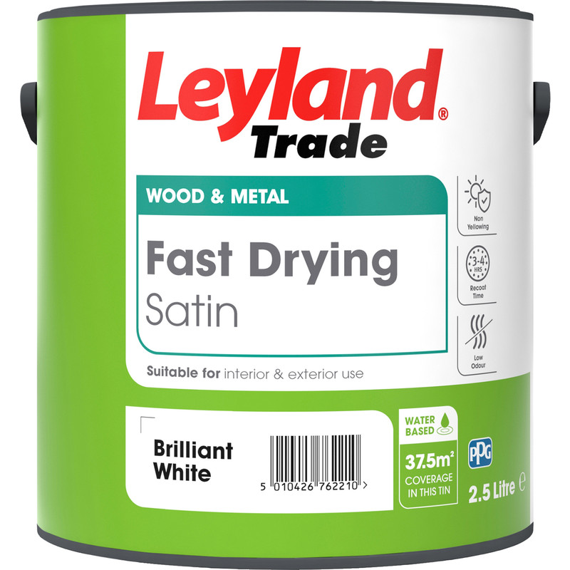 Leyland Trade Fast Drying Water Based Satin Paint Brilliant White 2.5L Price Comparisons | Compare The Build