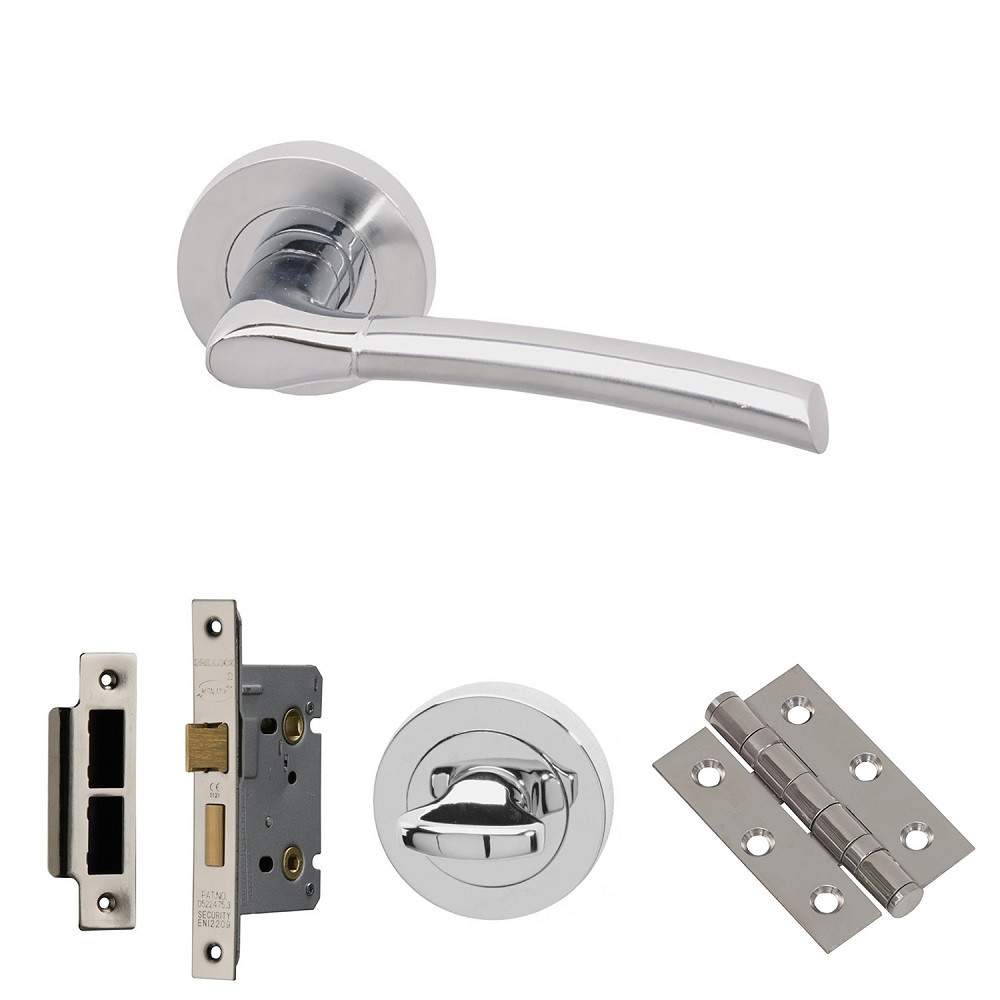 XL Joinery Drava Polished/Satin Chrome Bathroom Lock Door Handle Pack - 65mm DRAVABP65 Price Comparisons | Compare The Build