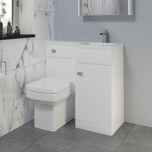 Aurora Toilet & Basin Vanity Unit Combination with Door - Gloss White 900mm Right Hand Price Comparisons | Compare The Build