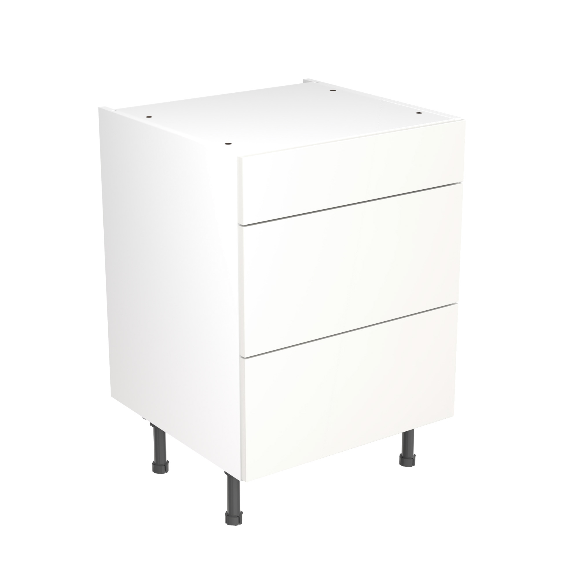 Flatpack Three Drawer Base Unit Ultra Matt White Slab 600mm - FKKF0506 Price Comparisons | Compare The Build