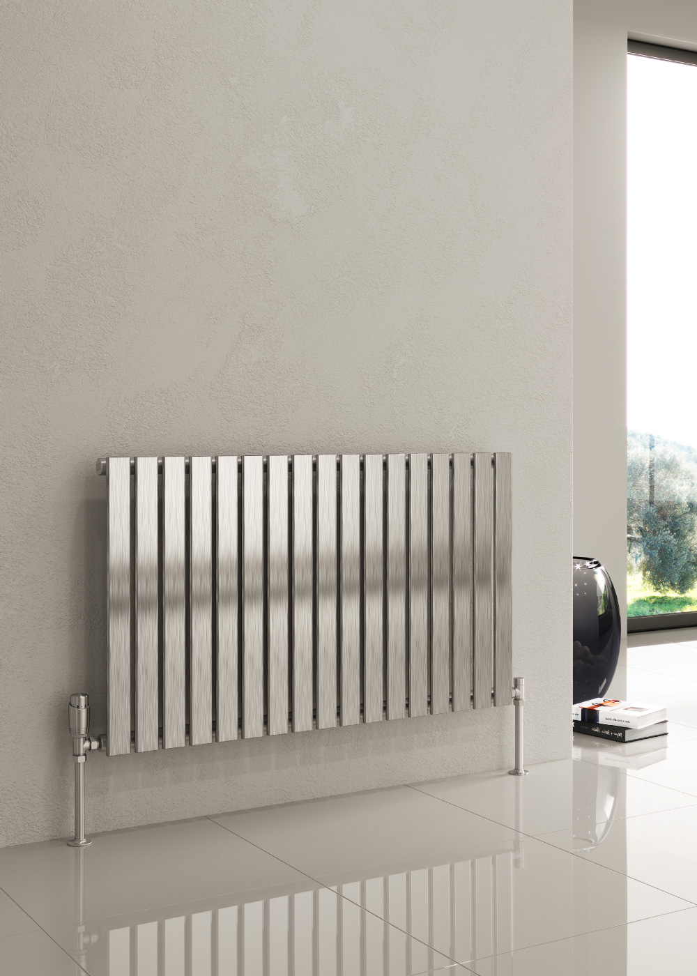 Reina Flox Horizontal Designer Radiator, Satin, 600mm x 590mm | Compare The Build