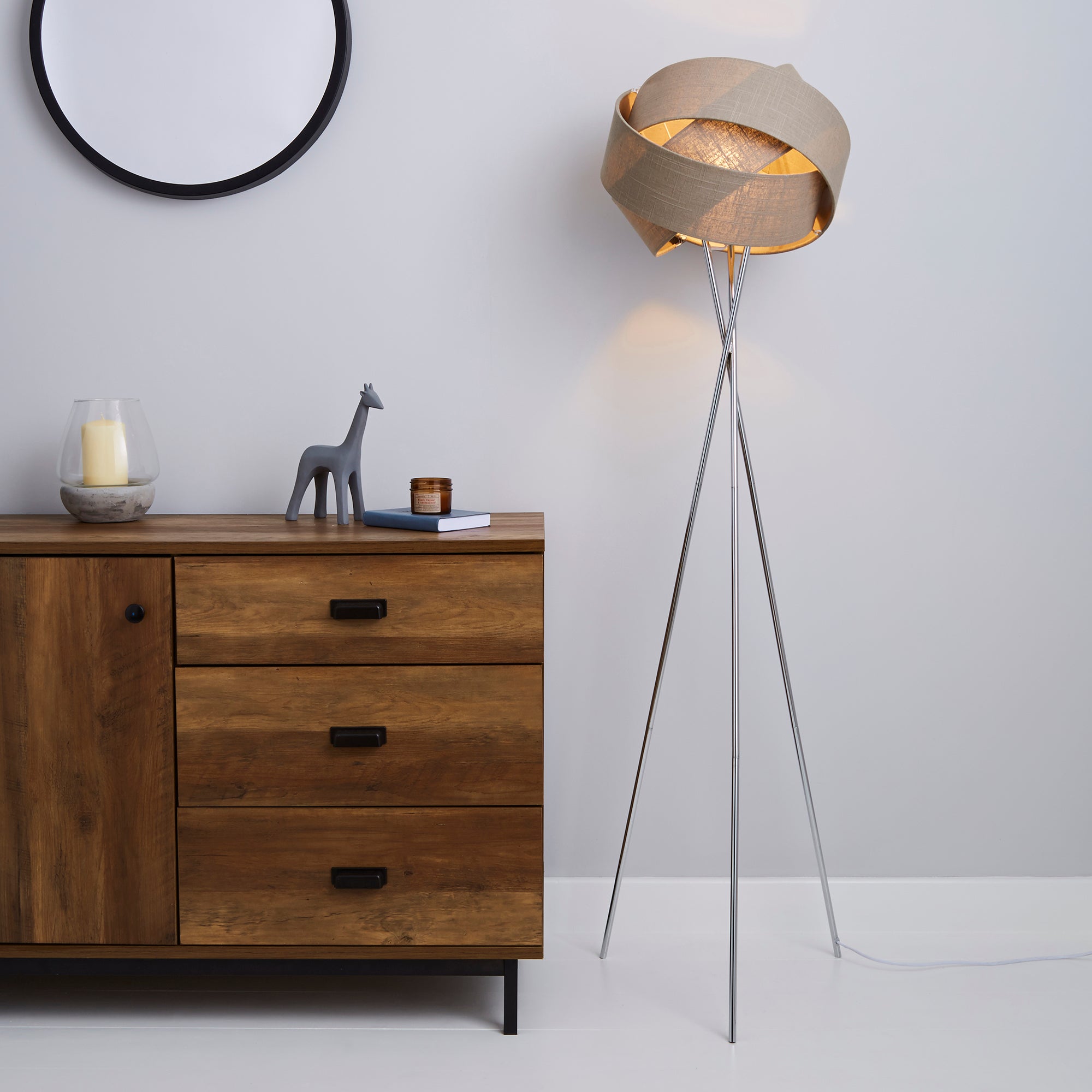 Elements Harley Tripod Grey Floor Lamp Grey Price Comparisons | Compare The Build