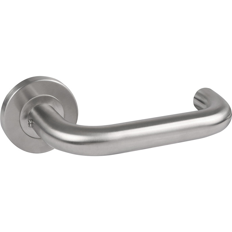 Eclipse Stainless Steel Round Bar Lever On Rose Door Handles Satin (Pair) in Silver | Compare The Build