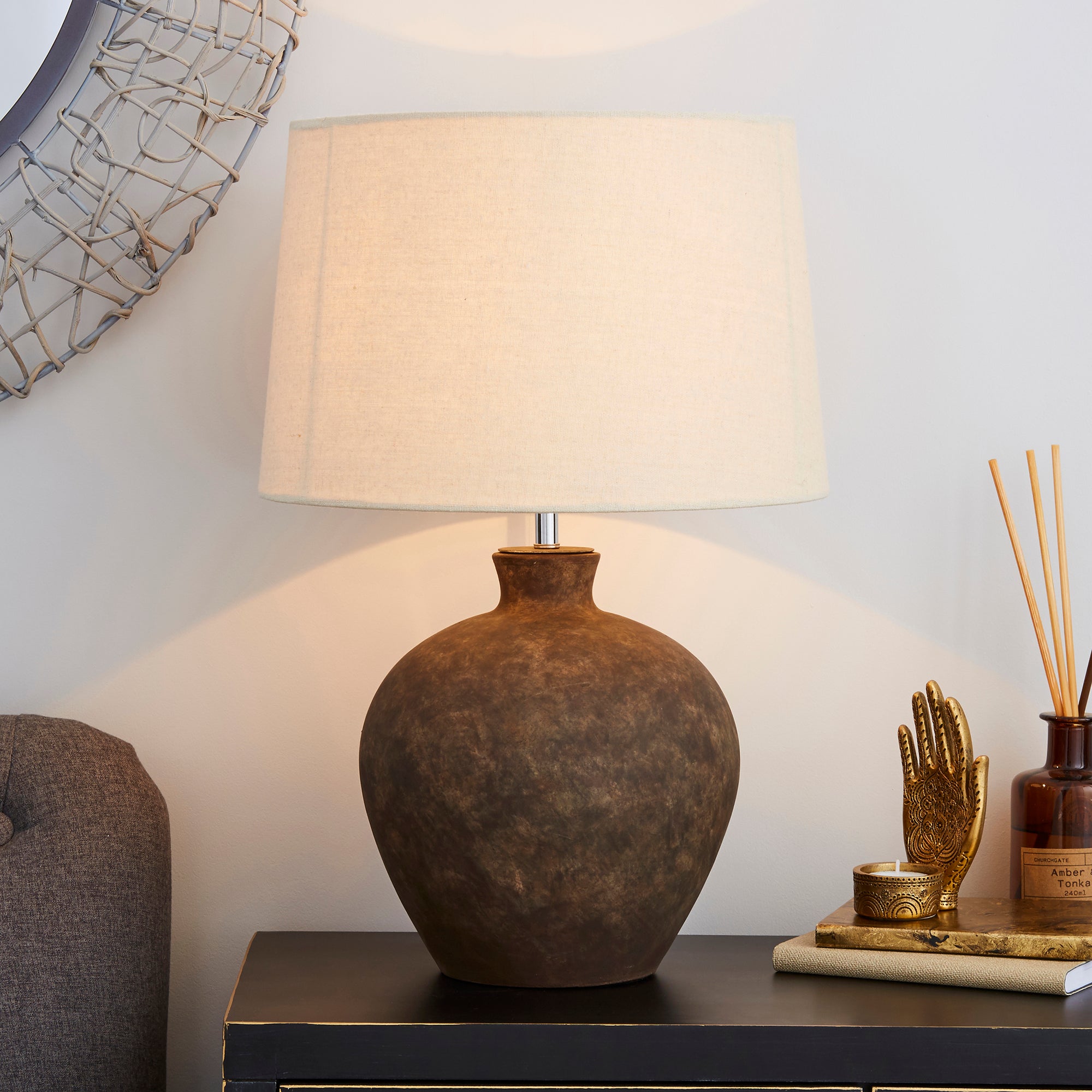Santiago Large Washed Urn Table Lamp Light Brown / Natural Price Comparisons | Compare The Build