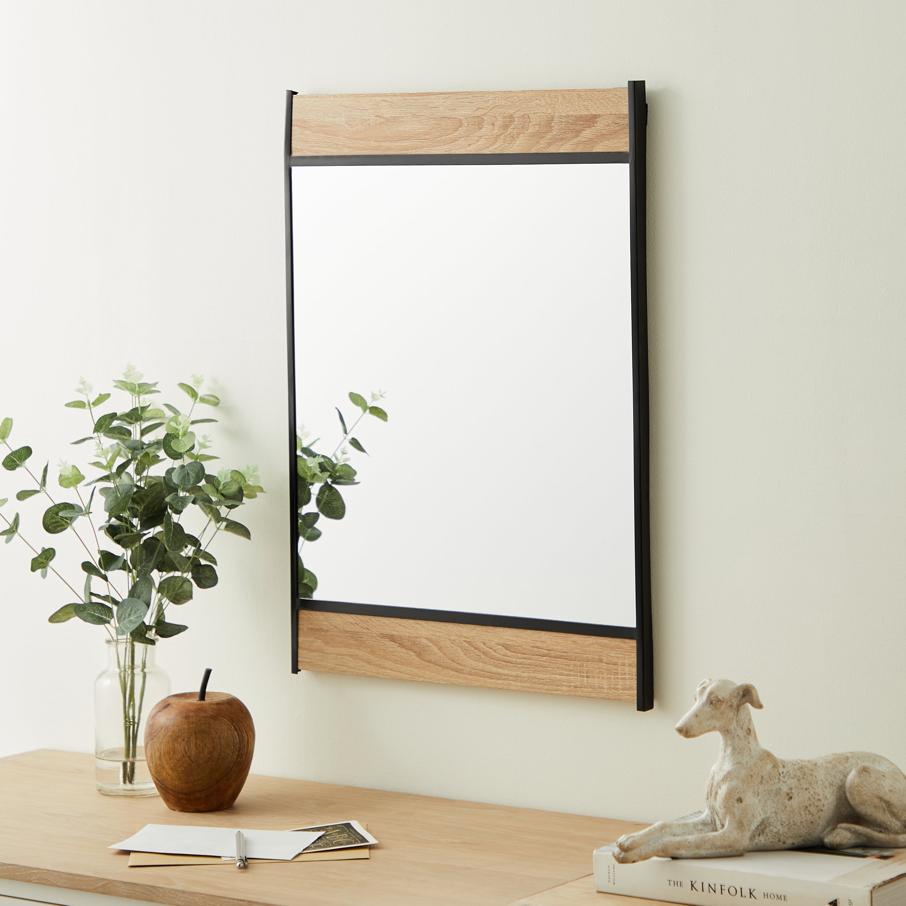 Fulton Wall Mirror in Oak 40cm x 58cm Black/Brown Price Comparisons | Compare The Build