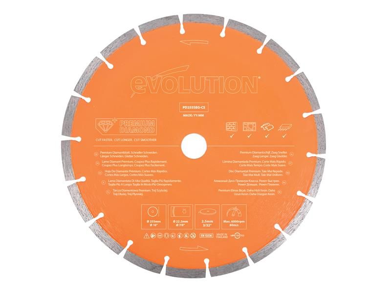 Evolution EVLPD255SEGC Premium Diamond Disc Cutter Blade 255 x 22.2mm | Compare The Build