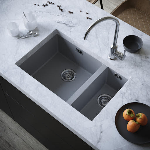 Sauber Grey Composite Undermount Inset 1.5 bowl Kitchen Sink Price Comparisons | Compare The Build